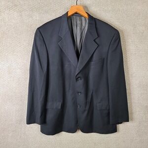 Vintage Louis Roth Jacket Mens 44L Black Blazer 3 Button Suit Coat‎